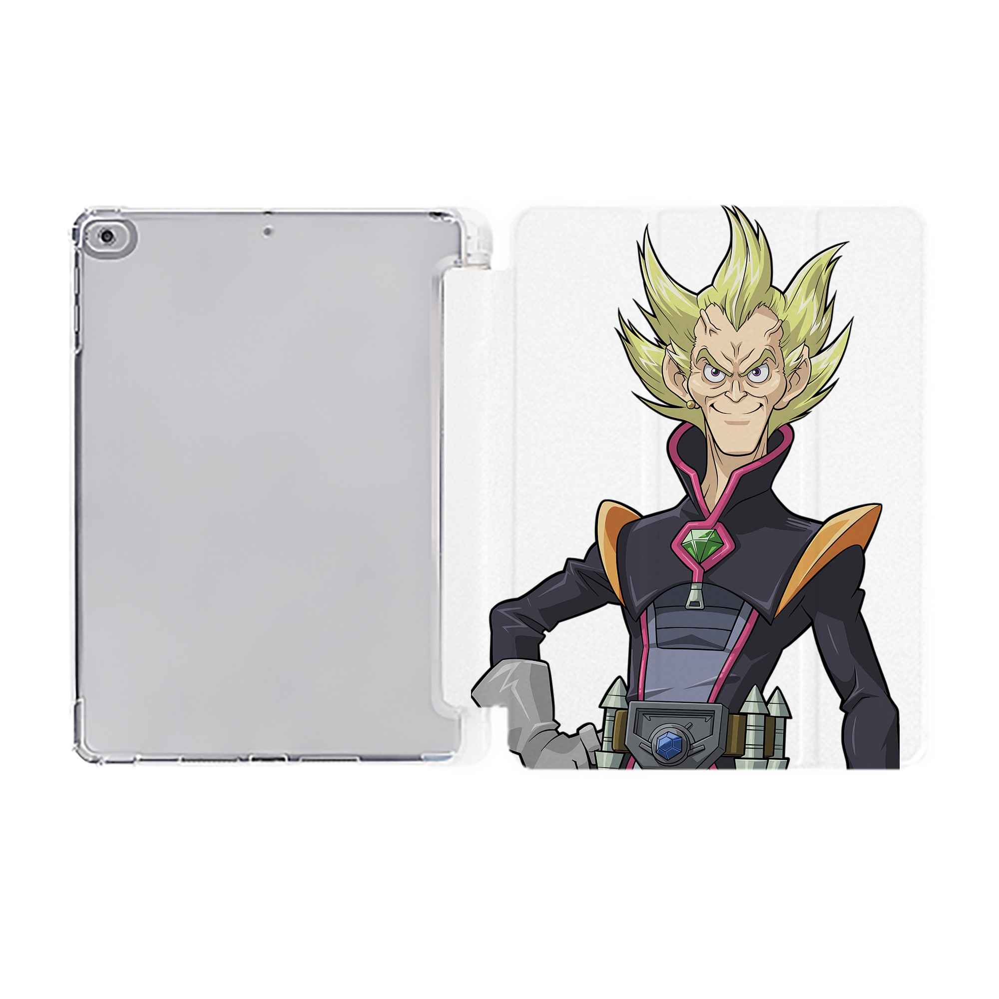 （画像用） 遊☆戯☆王 Yu-Gi-Oh! IPad ケース ペン収納付き 三つ折りスタンド PUレザー×シリコン 対応機種9.5/10.5/10.9インチ
